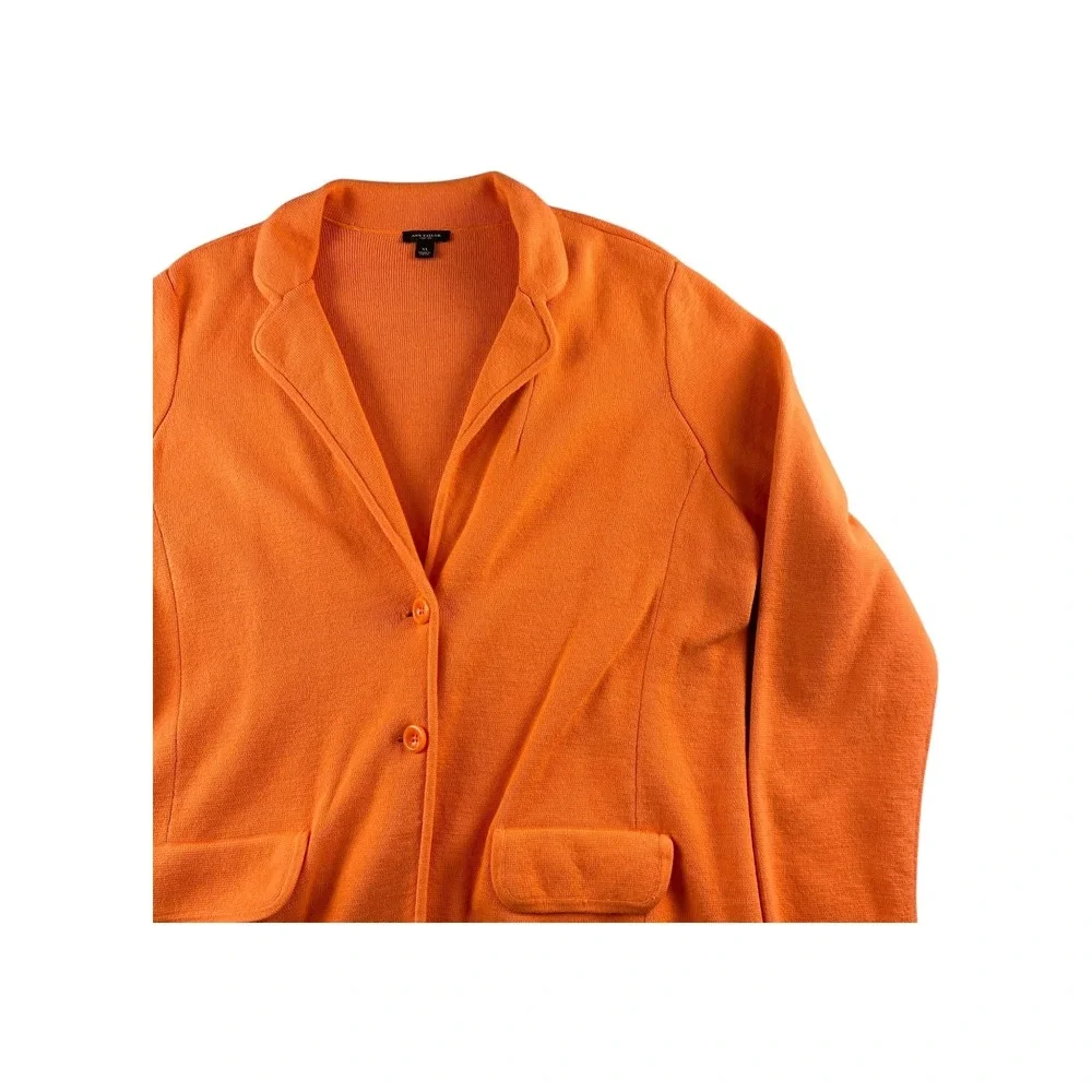 Ann Taylor Orange‎ Knit Blazer Jacket Women XL Single Button Pockets